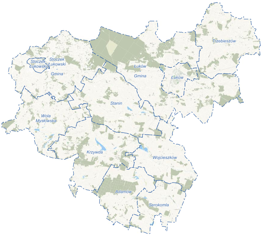 Mapa Powiatu Łukowskiego