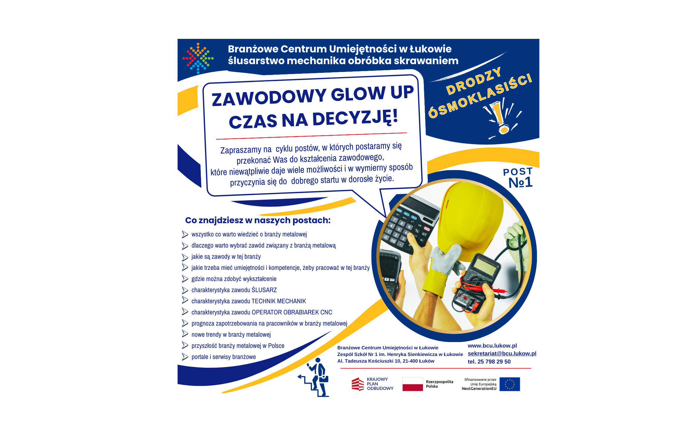 Jak wybrać zawód, gwarantujący stabilność zatrudnienia, dobre zarobki, możliwość awansu i pracę z nowoczesnymi technologiami? Cykl postów Branżowego Centrum Umiejętności w Łukowie
